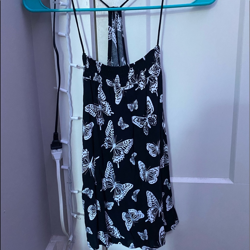 black butterfly tank-top